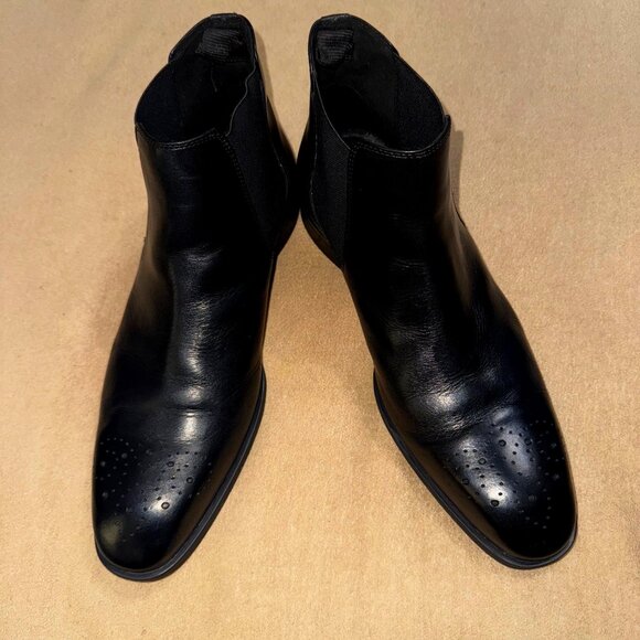 COPY - DONALD PLINER BLACK CHELSEA BOOTS SIZE 11 1/2 M - Picture 1 of 7